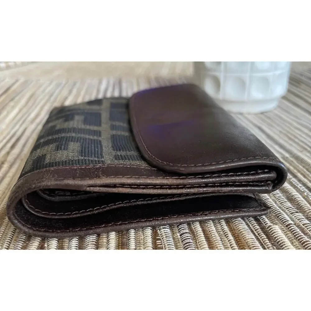 Fendi Zucca Print brown bifold wallet